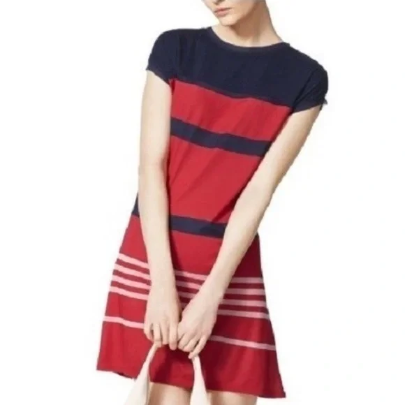 Jason Wu Red and Navy Shift Dress Small - Picture 2 of 7